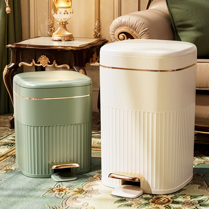 Double-opening pedal trash can with lid Luxury foot pedal trash can Large capacity covered foot-operated trash can