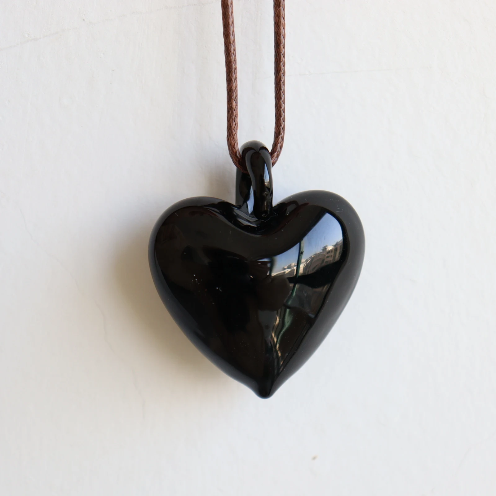 Унисекс стеклянный черный кулон в форме сердца модное женское ожерелье шармы для изготовления ювелирных изделий подарок
