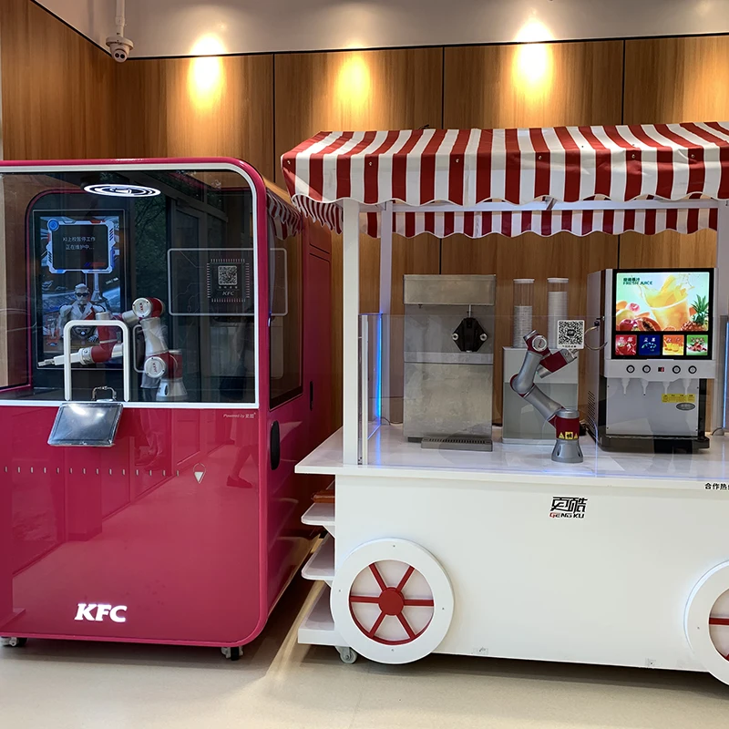 Retail Vending Machine Store For Ice-Ream And Coffee With Robot Arm 6 Axis Robot