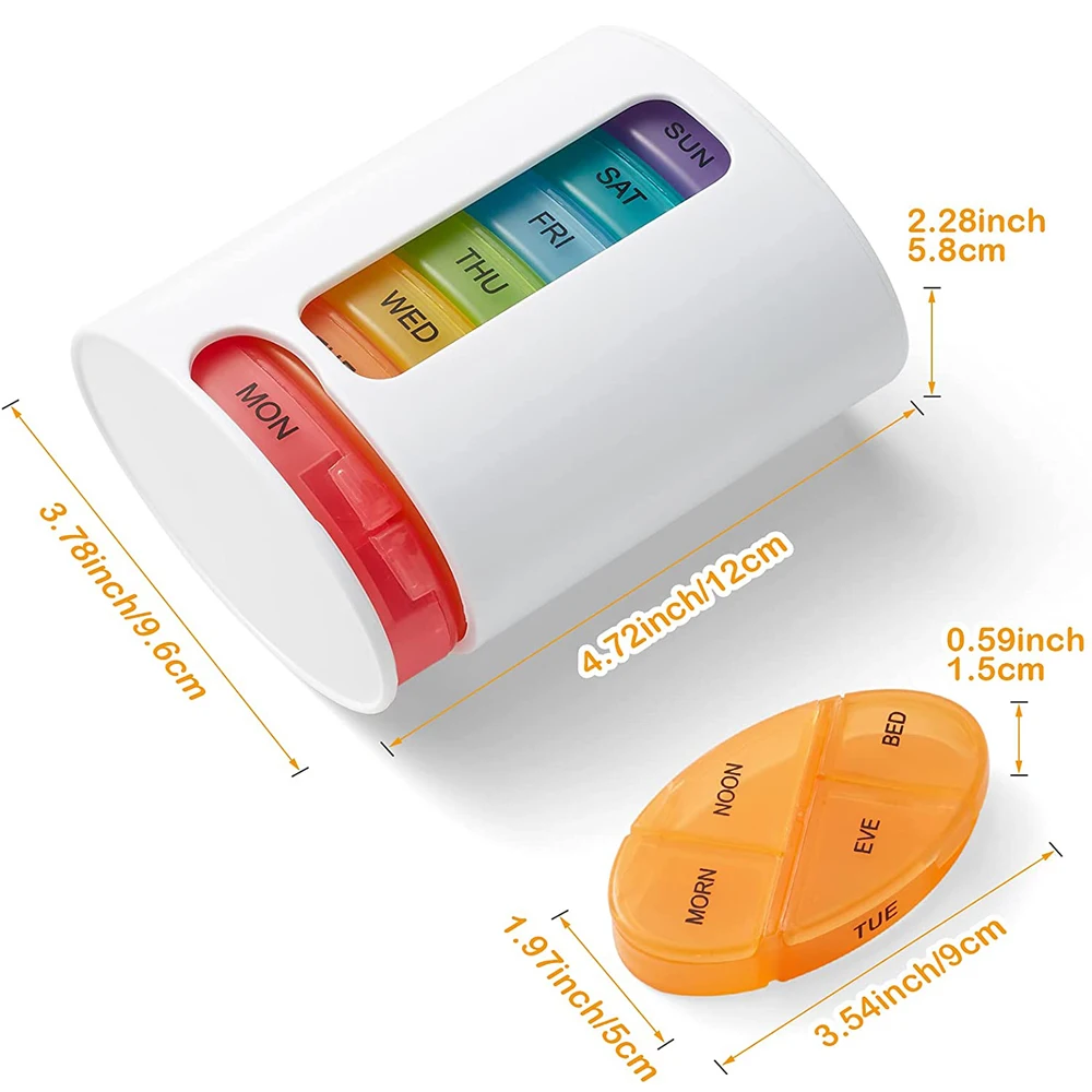 Large Capacity 28 Compartments Weekly Pill Box 7 Days Medicine Boxes Pill Organizer