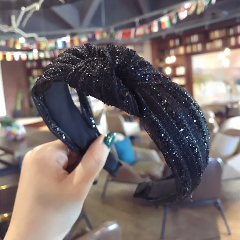 Fashion New Women Simple Classic Hairband Custom Plastic Black Diamond Knot Headband For Girls