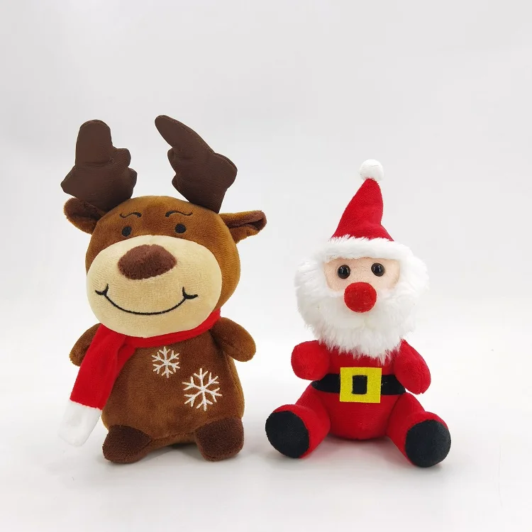 exquisite workmanship cute soft fabric christmas children gifts small deer and santa claus stuffed plush doll toys