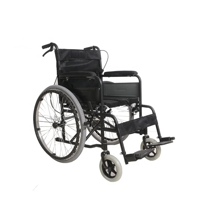 Hot sale hard seat cushion steel lightweight folding wheelchair
