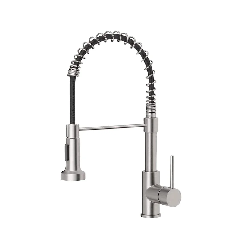 304 Stainless Steel  Brushed Nickel Pull Down Sprayer Single Handle Kitchen Sink Faucet Black and Gold Kitchen Faucet