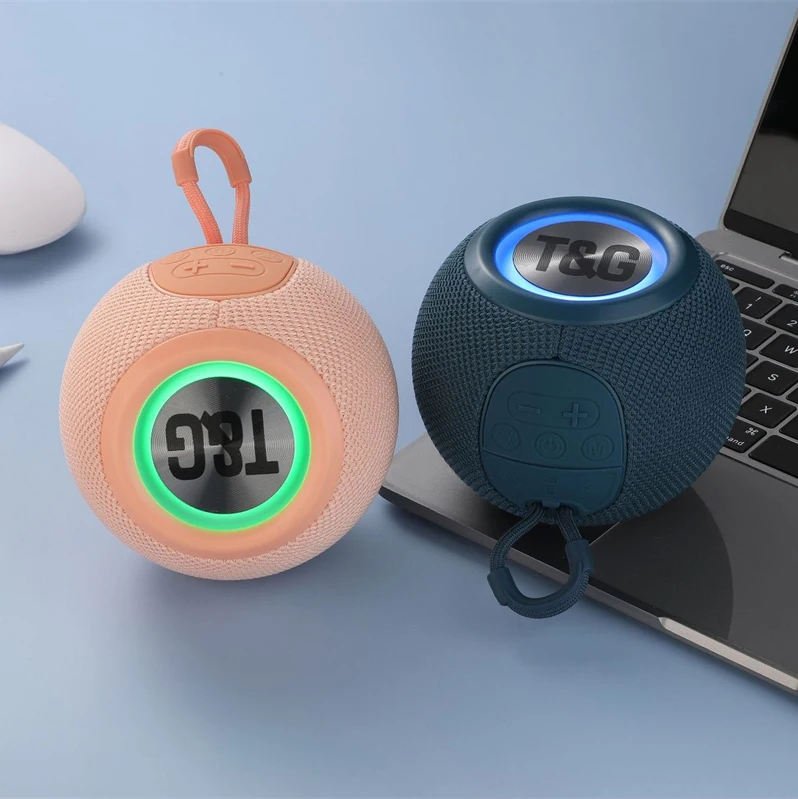 New arrival mini portable wireless speaker customlogo colorful LED light music radio station for outdoor carabiner creative gift