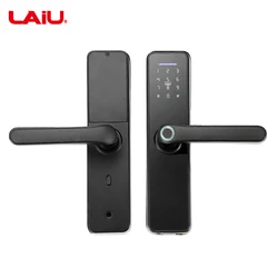 LAIU X7 TTlock/Tuya Biometric Front Wooden Door Lock With Aluminum Alloy Body