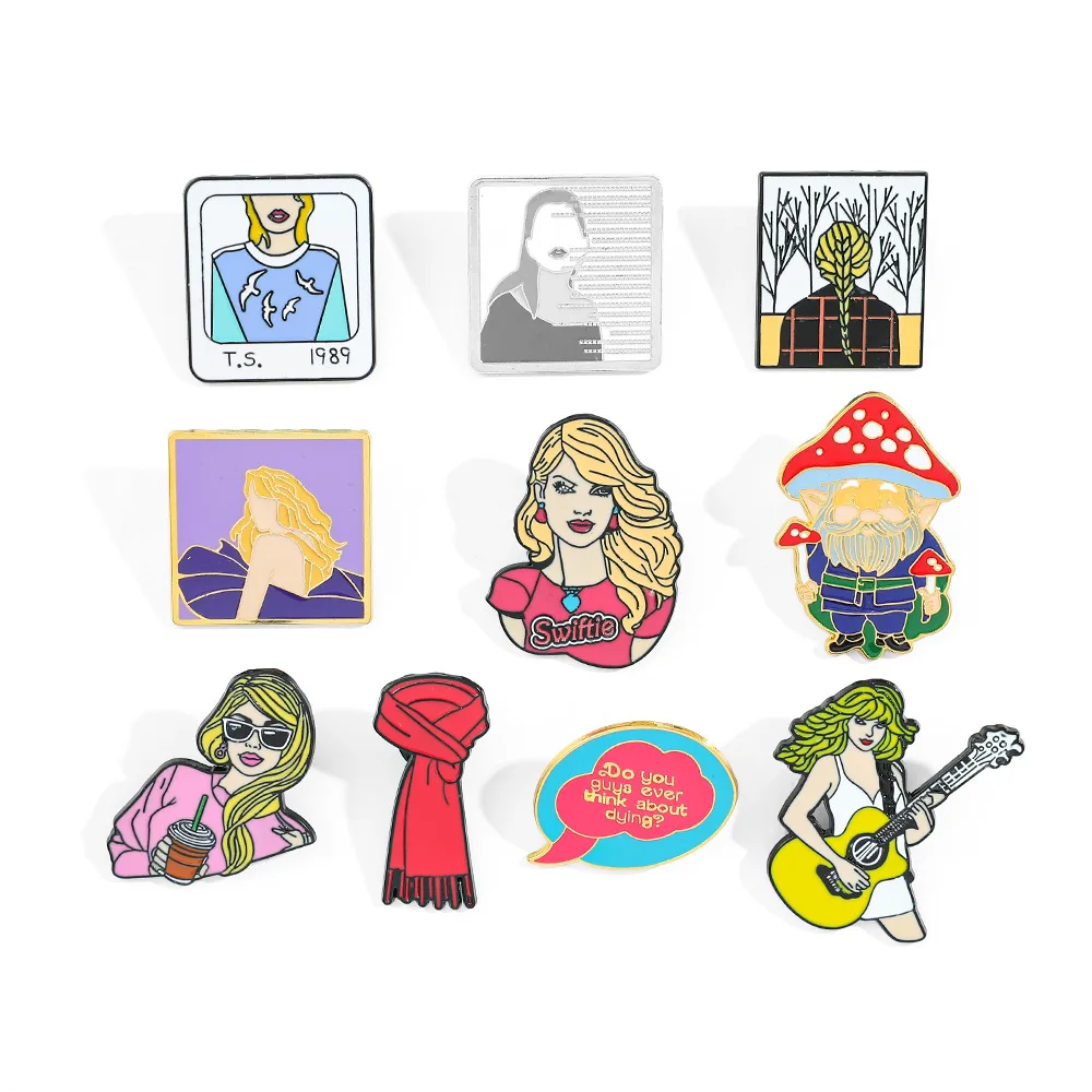 Hot sales Taylor star swift metal pins Usa Popular Singer Corsage Brooch Fans Hat Clothing Bag Decorative Enamel Lapel Pin