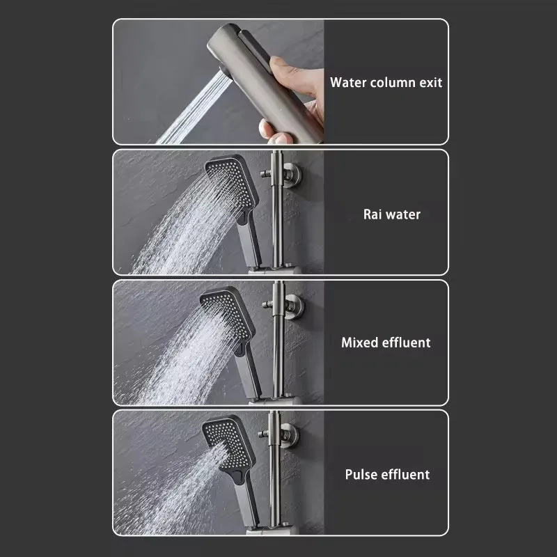 Bathroom thermostatic bath shower faucets mixer hot cold water key side spray bar Design Style Modern
