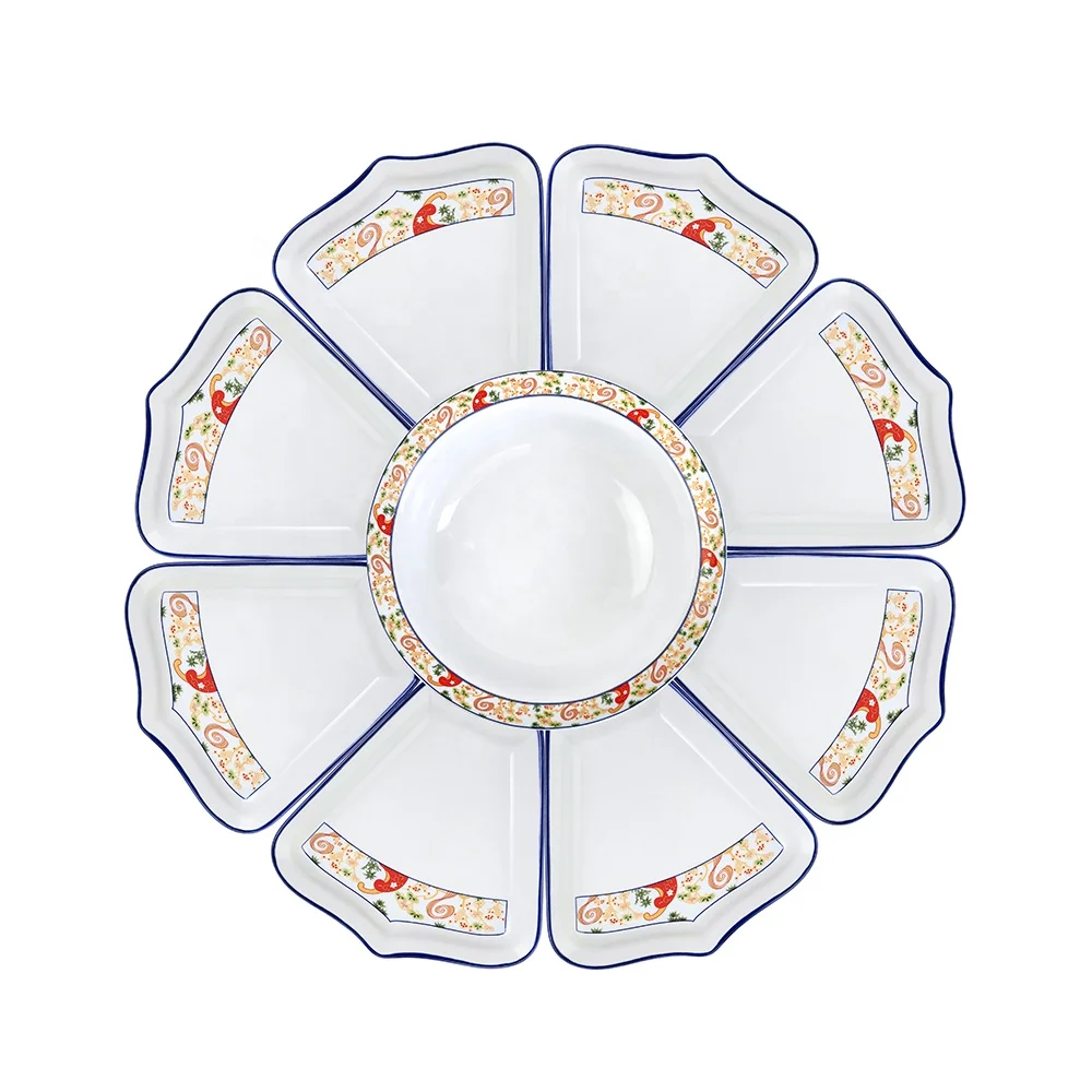 Shardon Creative Lacy Ceramic Plates for Restaurant Serving Food Dishes Set Porcelain Irregular Combination Plate Dinnerware