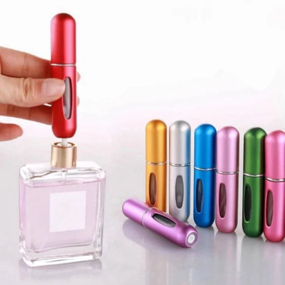 In Stock Bottom Filling 8ml 5ml Mini Refillable Perfume Bottles Travel Sized Empty Aluminum Perfume Atomizer Spray Bottle