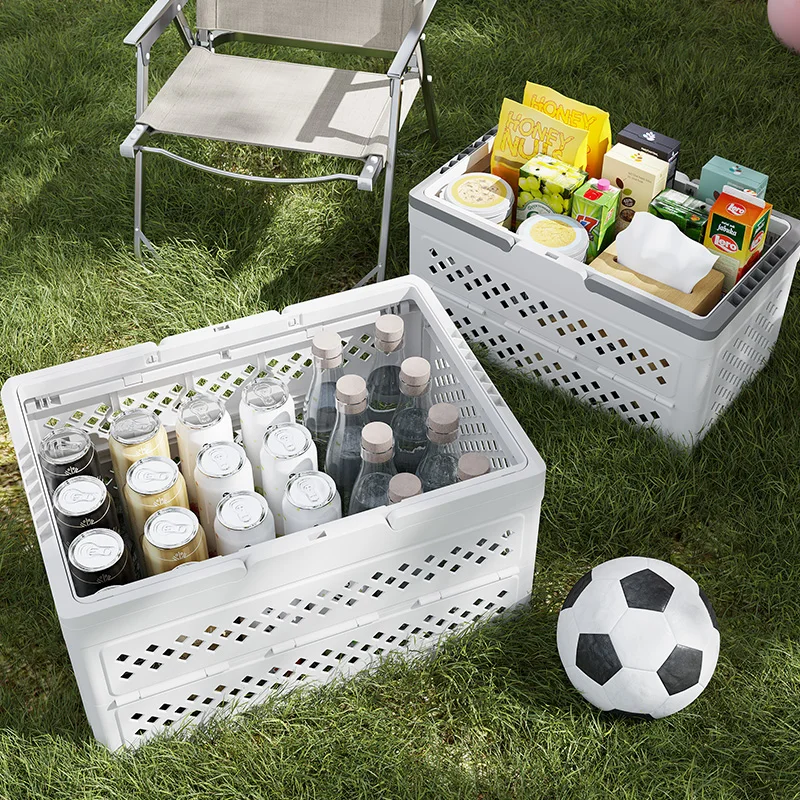 Large Capacity Plastic Sundries Organizer Outdoor Camping Portable Storage Basket Collapsible Laundry Storage Basket with Handle