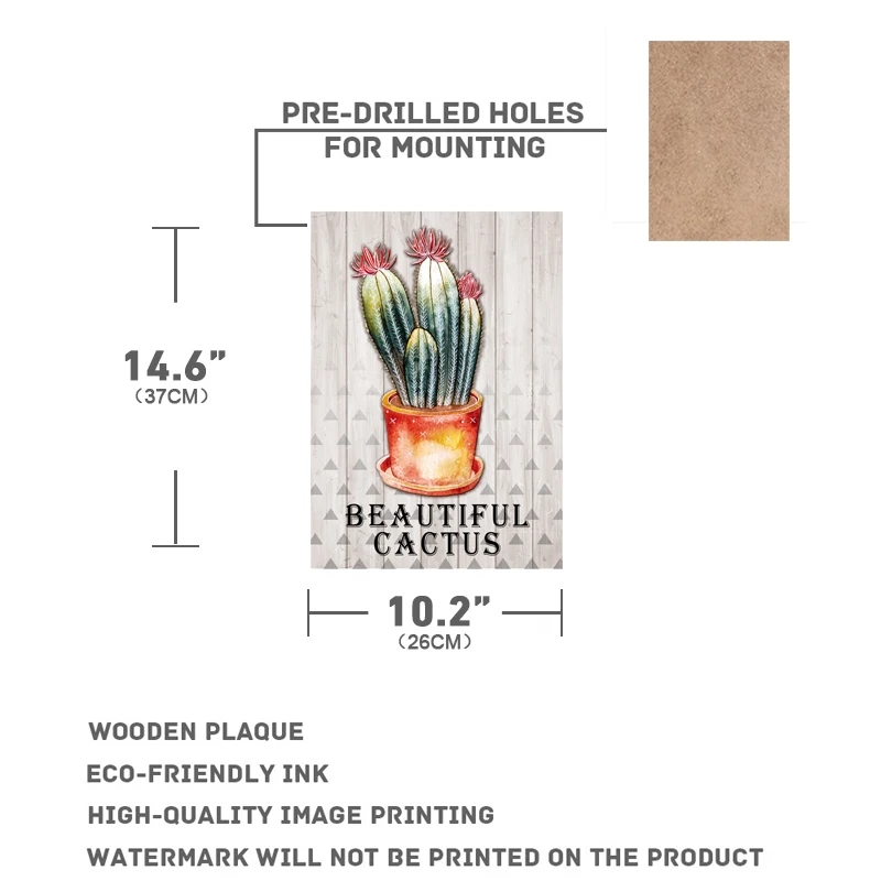 Оптовая продажа с фабрики, деревянные знаки, Художественная печать, рамка для картин с кактусами, Деревянные Настенные знаки, таблички