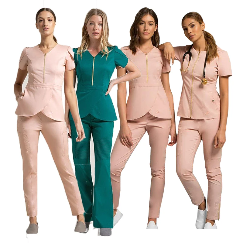 New Style Women Nurse Uniform Doctor Slim Fit Mandarin Collar Professional Scrubs Hospital Uniforms for Hospital Medical Fabrics