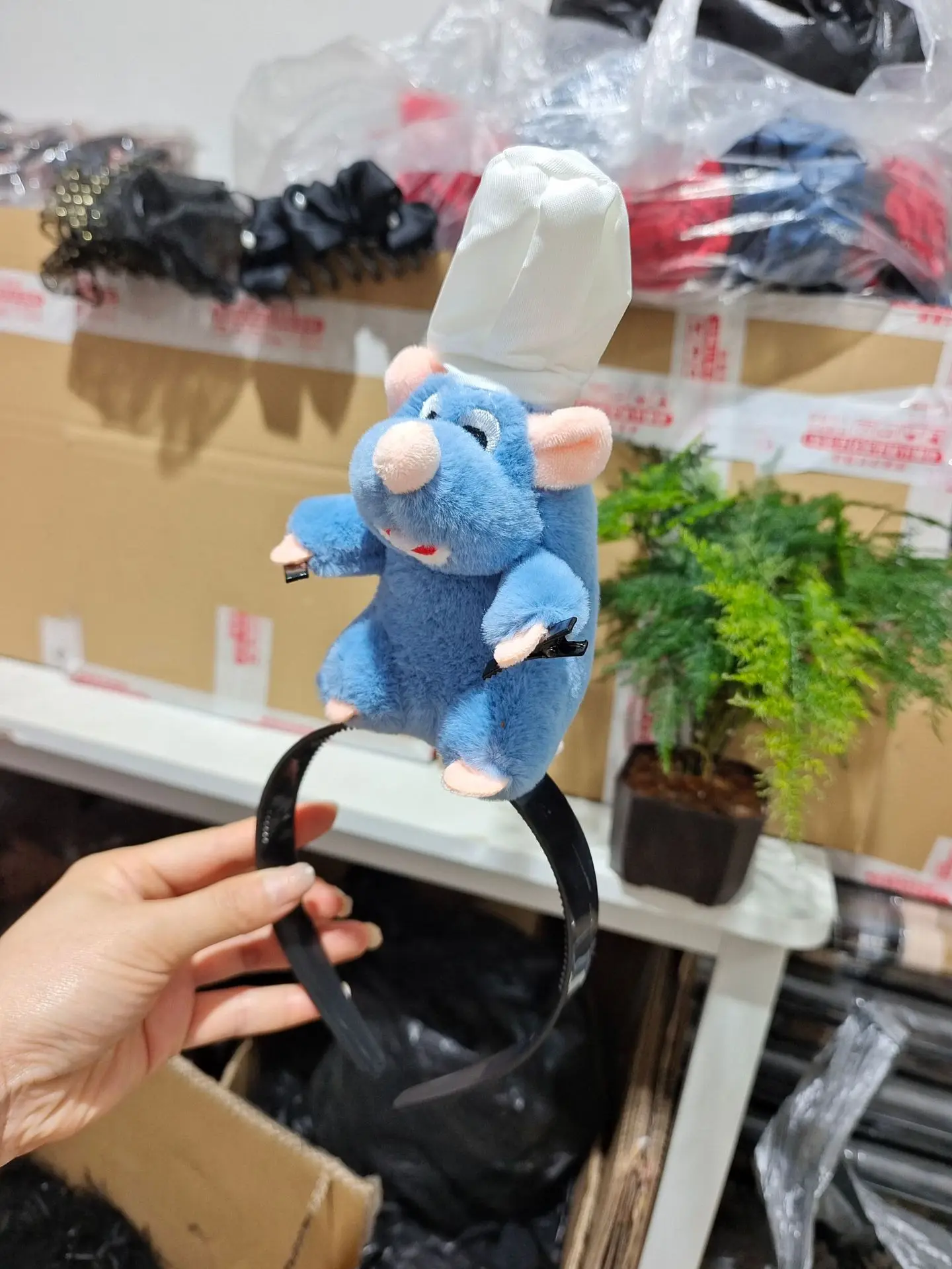 2024 Remy Ratatouille Women Cute Mouse Cartoon Animal Plush Toy Headbands Cosplay Props Halloween Costume Headwear