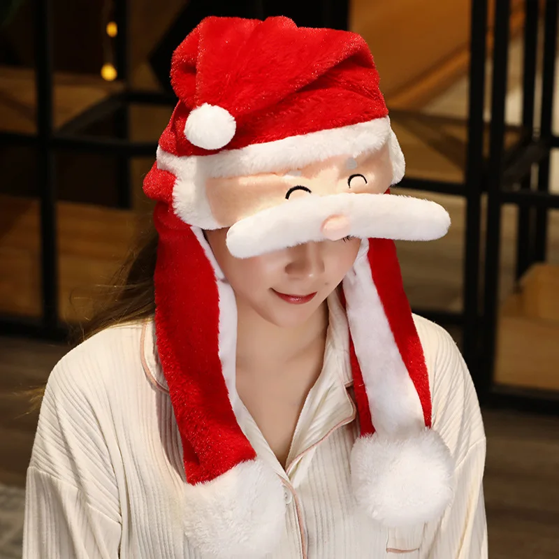 Syh1025 Christmas Bunny Hat Glowing Plush Ear Moving Jumping Hat Ears Popping Up Pressing The Paws Cute Animal Cosplay Hats Caps