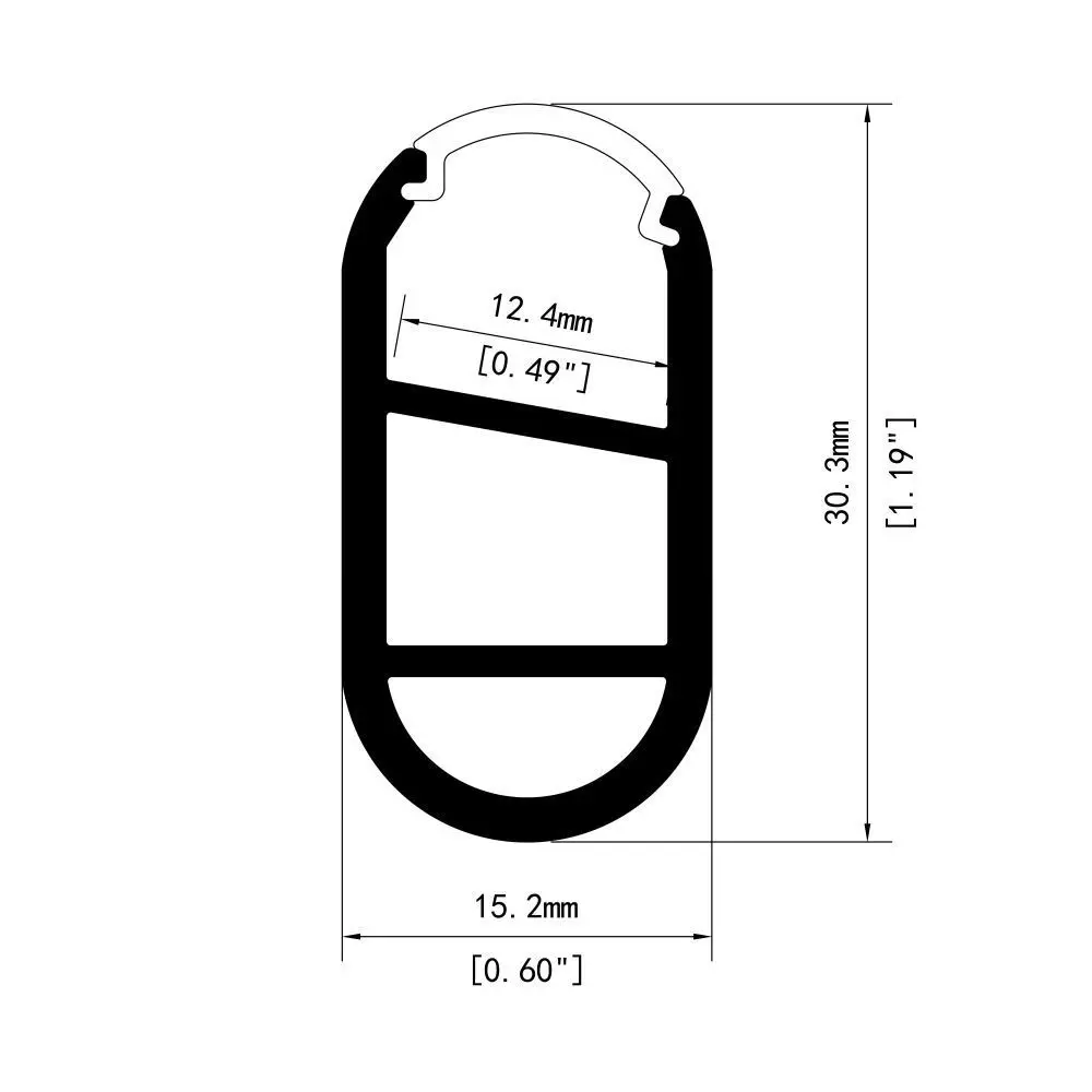 LED aluminium profile 15*30mm Custom length LED aluminum profile oval aluminum channel extrusion Cabinet Wardrobe led light