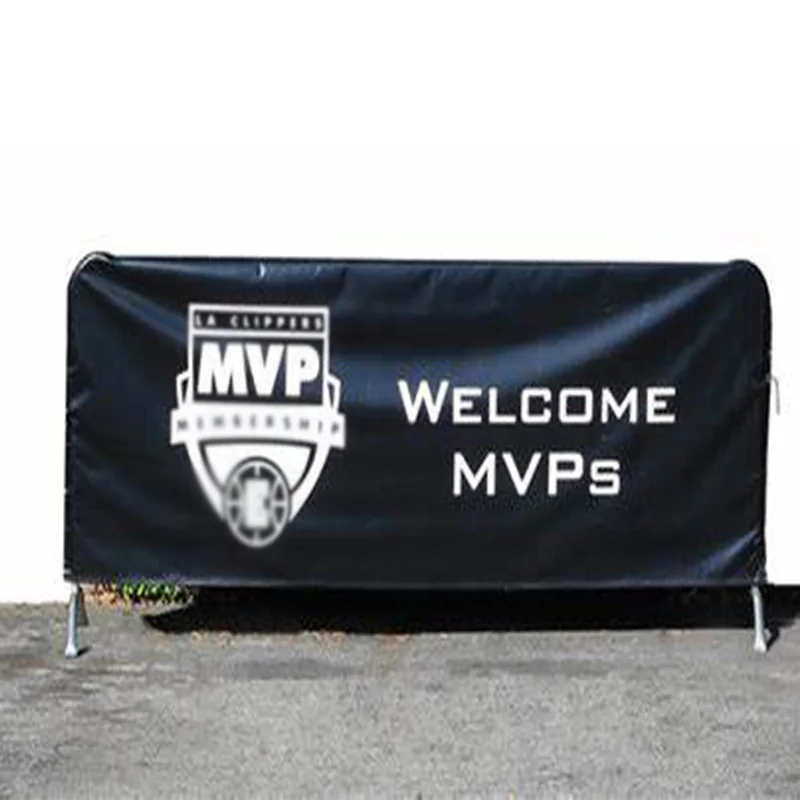 Outdoor Advertising Spandex Polyester Crowd Control Custom Fence Barrier Banner For Event Road Security