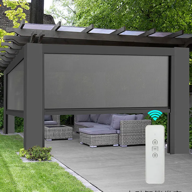 Outdoor Waterproof Smart Sun Screen Windproof Roller Blind Electric Motorized Shades Heavy Duty Pvc Roller Blinds