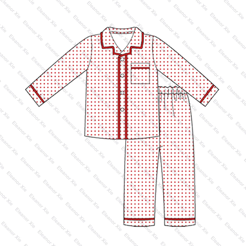 Red Polka Dot Xmas Siblings Matching Pajama Cotton Knit Kids Boys Pyjamas Set Baby Toddler Onesie Pajamas Girls Nightgowns