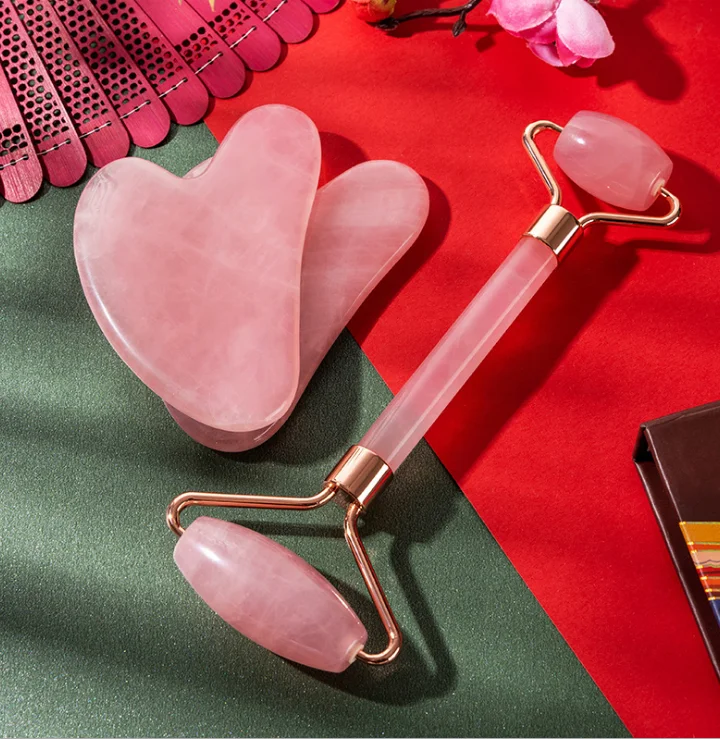 100% натуральный нефритовый массажный ролик ручной работы из розового кварца, розовый кварц, Нефритовый ролик для лица