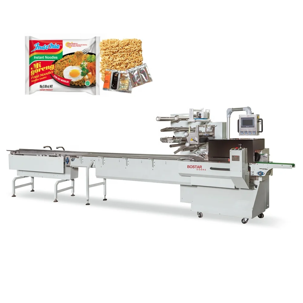 Qingdao Bostar horizontal flow wrapping machines Automatic Commercial Pillow Bag Instant Ramen Noodles Packing Packaging Machine