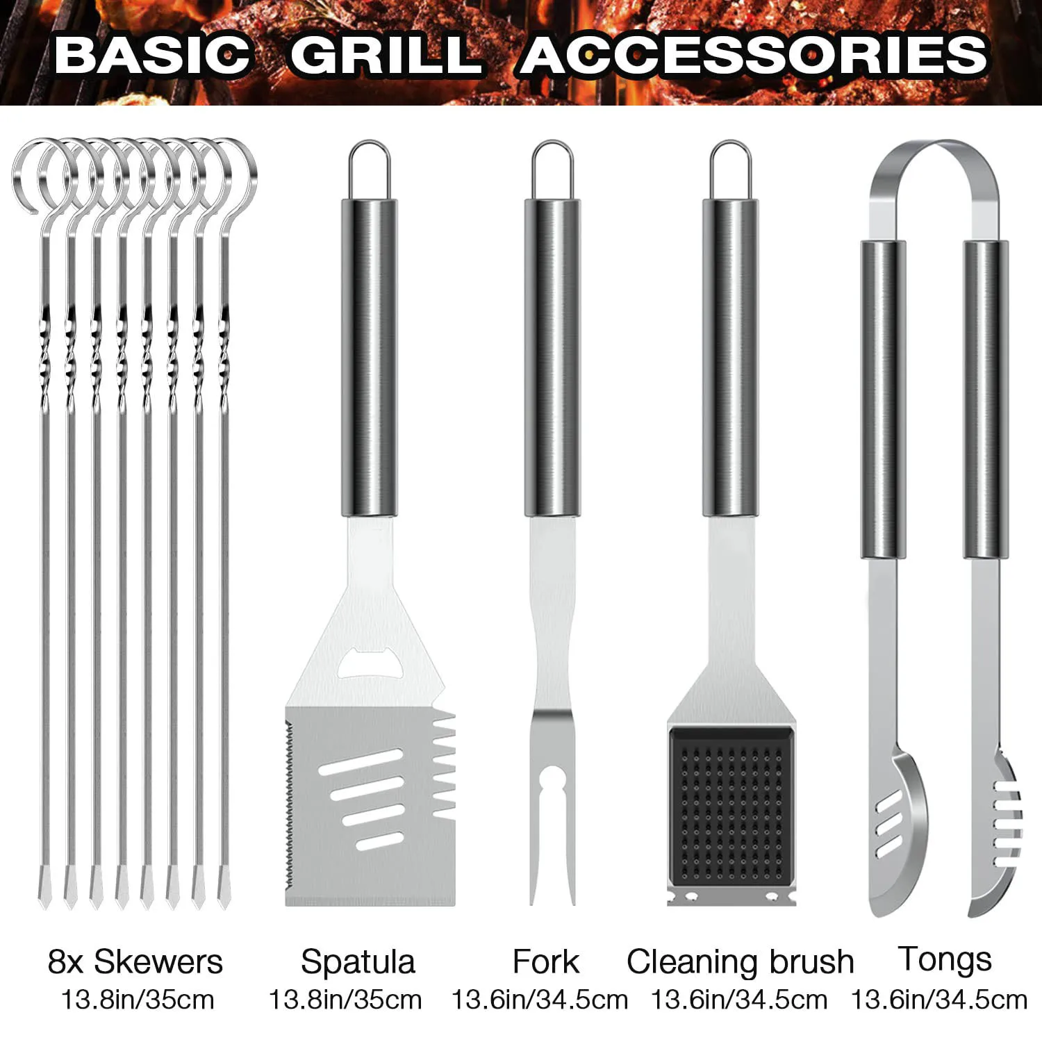 Popular 6pcs/22pcs /24pcs/30pcs Luxury Stainless Steel BBQ Grill Tools Set Cooking Accessories Tools Set with Case