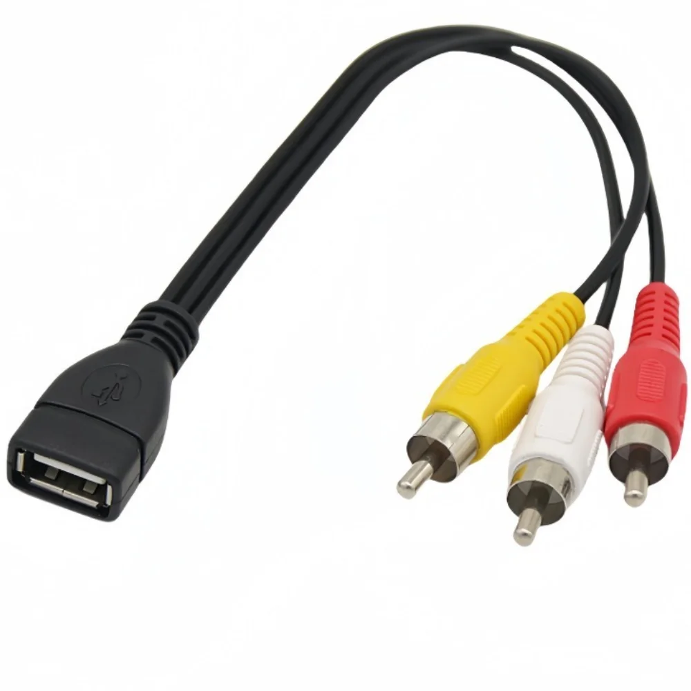 USB 2.0 female to 3RCA male AV Video Audio Adapter Cable