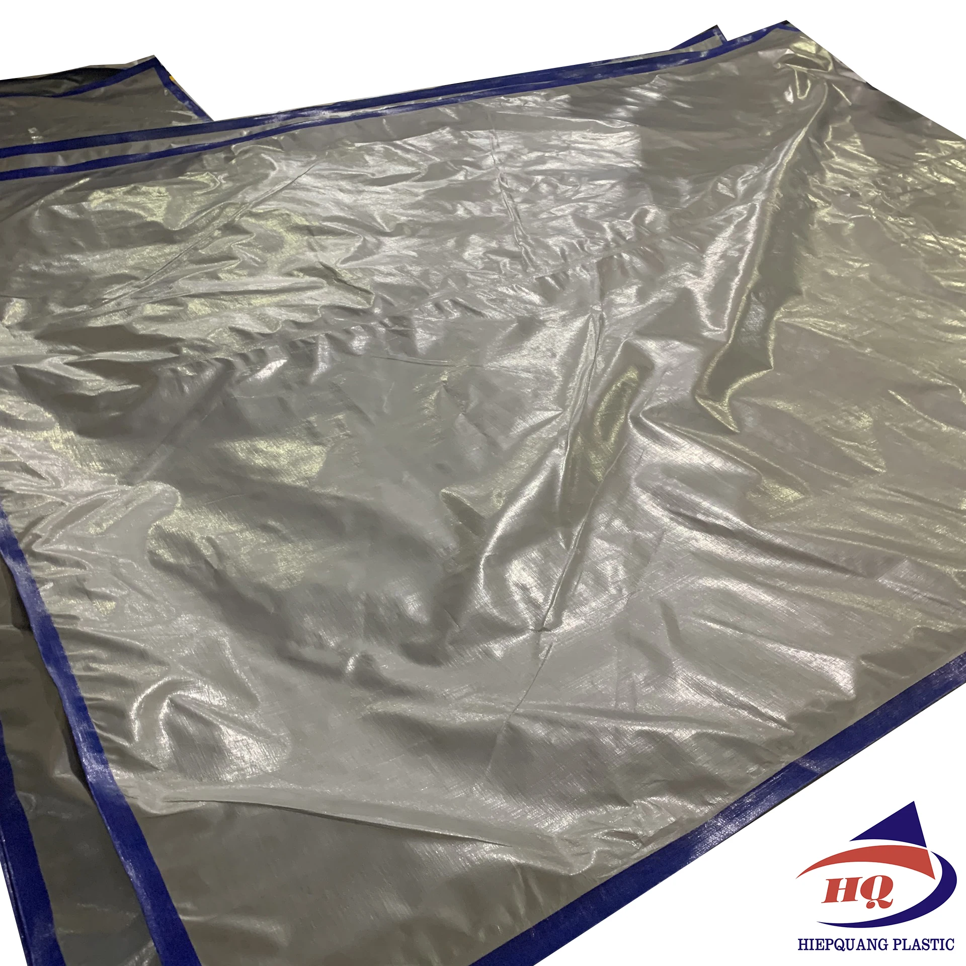 plastic tarpaulin sheets in PE material with color lamination blue grey heavy weight 200 gsm for industry cover