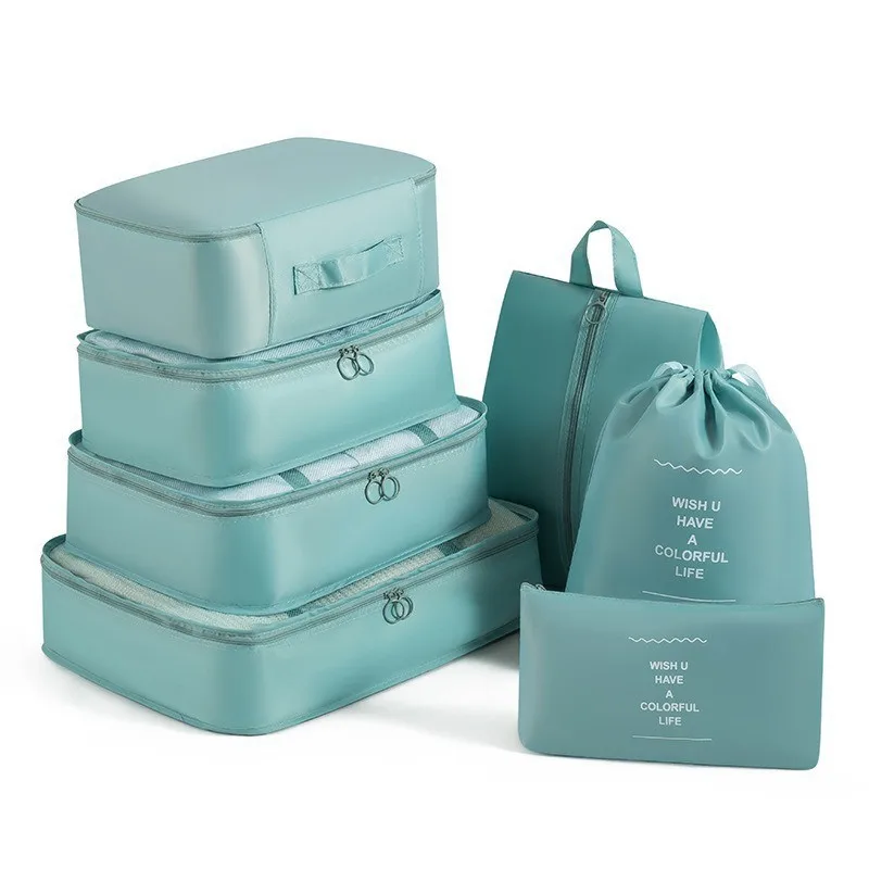 Fashionable Unisex 6/7 Set Packing Cubes for Suitcases Essential Travel Organizer Polyester Luggage Bag for Carry on Accessories