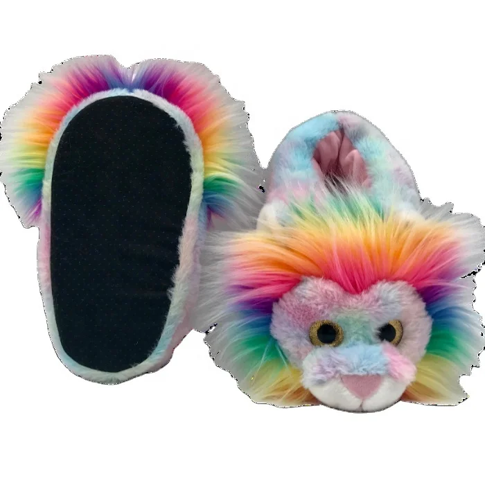 The latest of lovely fashion high quality factory price warm soft plush lion animal shape  indoor slipper for winter