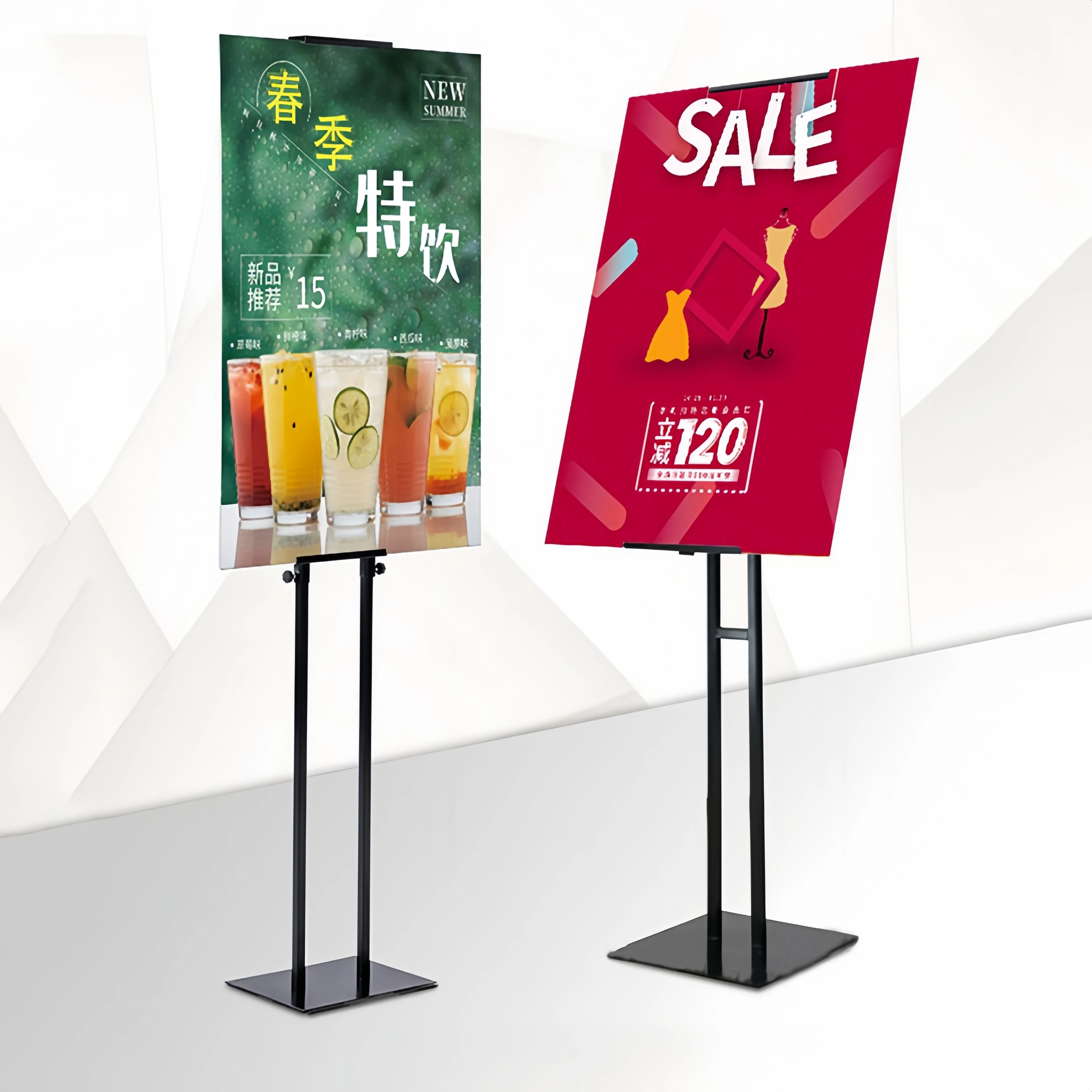 High Quality Factory Wholesale Double Sided Promotion Cardboard Sign Holder Advertising Metal Display Stand Poster Stand