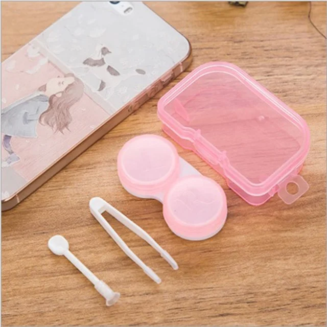 High Quality Simple portable candy contact lens case with Mirror Color Contact Lenses Case Accessories Plastic Material holder