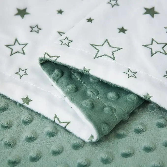 Baby Blanket Super Soft Double Layer Minky Blanket with Dotted Backing Receiving Blanket fot Toddler with Star Pattern