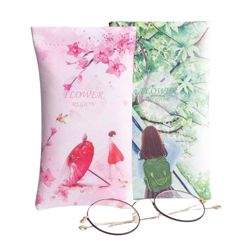 Portable PU Leather Cartoon Pattern Glasses Storage Bag Customizable Logo Carrying Case for Myopia Glasses and Sunglasses