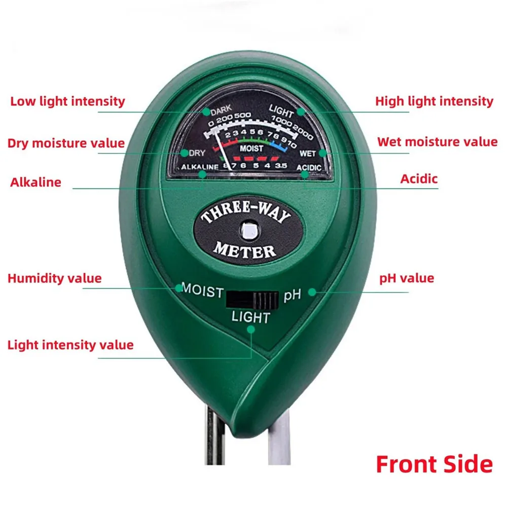 3-in-1 Soil Detector Garden Greenhouse Plant Flower Vegetable Soil Moisture Meter Light Intensity Humidity Meter PH Meter