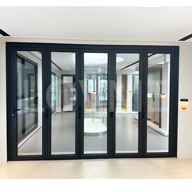 High-End Custom Outdoor Aluminum Double Glazed Double Sided Folding Patio Doors Modern Soundproof Bifold Folding Doors