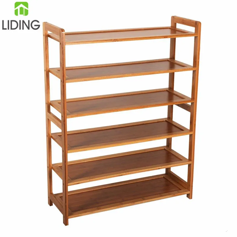 Concise Rectangle 6 Tiers Bamboo Shoe Rack