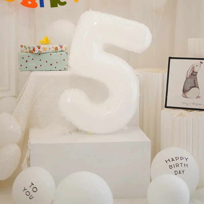 Large 32 inch number balloon 0-9 white number foil balloons for birthday anniversary wedding party decor supplies