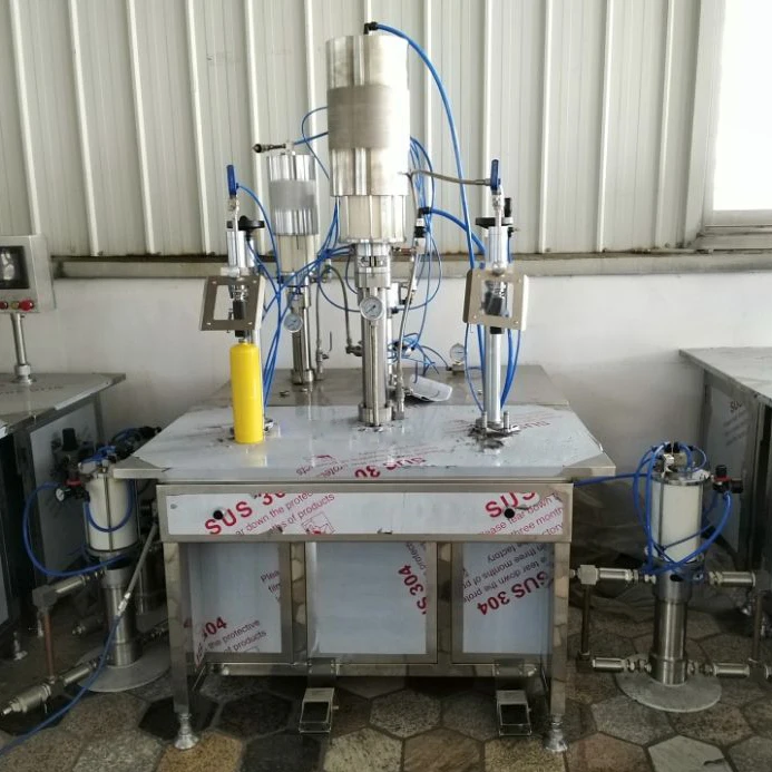 Semi automatic Under Cap Aerosol refrigerant gas filling machine for 1000ml R134a gas cylinder