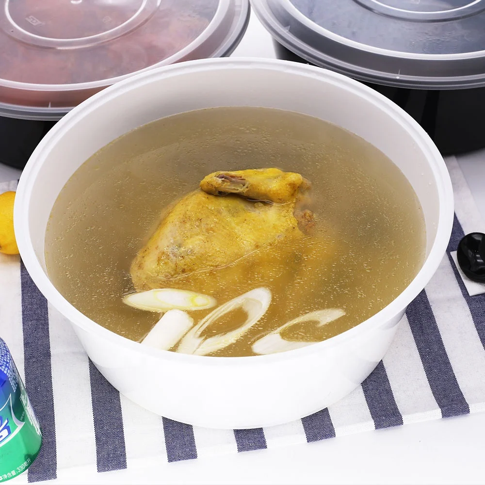 super large transparent round lunch box plastic disposable with lid plastic disposable lunch box for fast food fruit soup