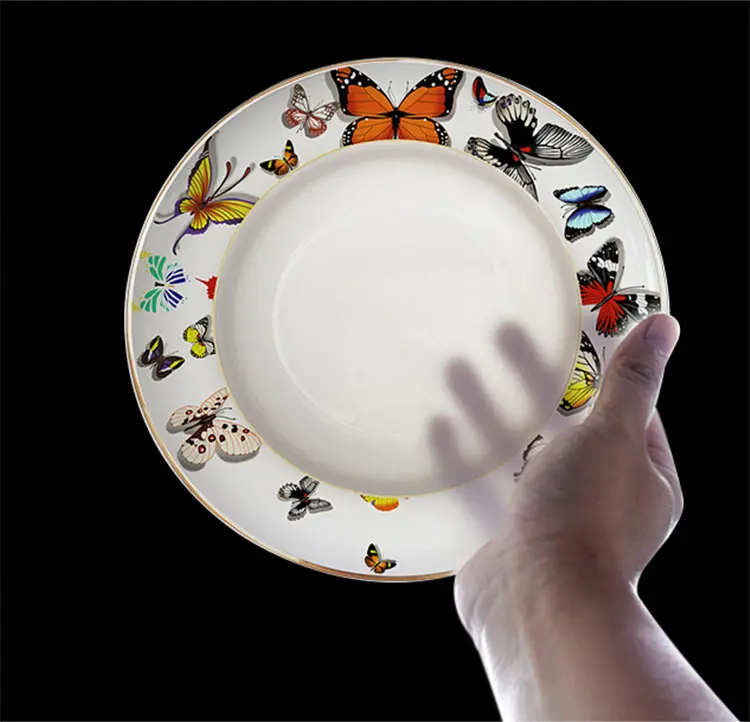 2024 Bone China Restaurant Hotel Round Western Dinnerware Sets Bone China  American Ceramic Dinner Plates