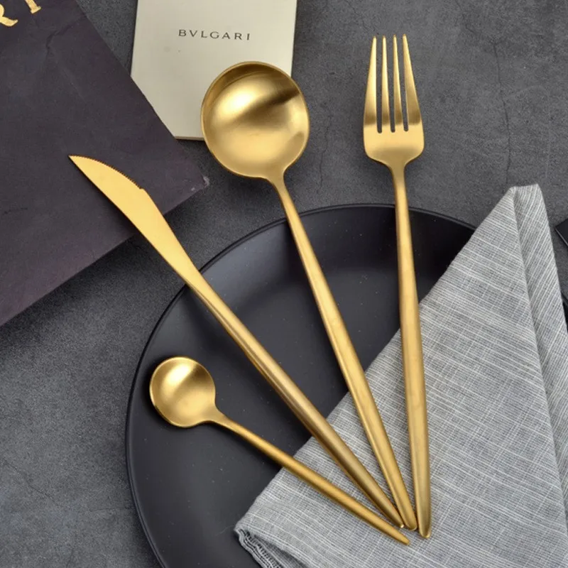 portuguese matte bulk stainless steel cutlery set gold royal prestige wedding gold flatware for events
