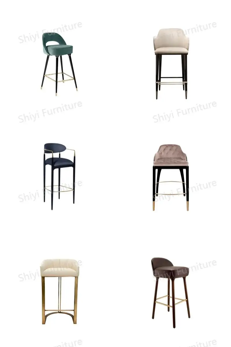 Luxury customized bar stool leather upholstery solid wood frame elegant high stool for restaurant bar and hotel furniture