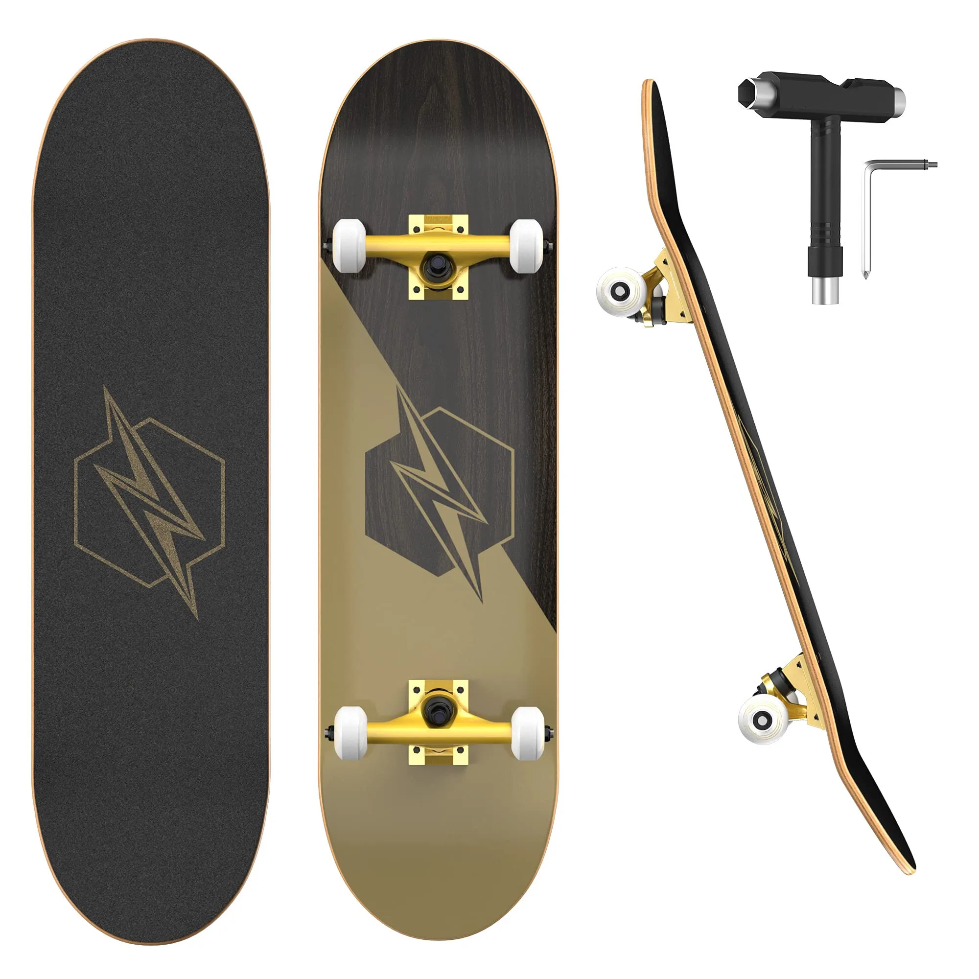 Wholesale 31Inch 7 Layer Canadian Maple Complete Pro Skateboard For Beginners Custom 52 mm PU wheels Double Kick Skate Board