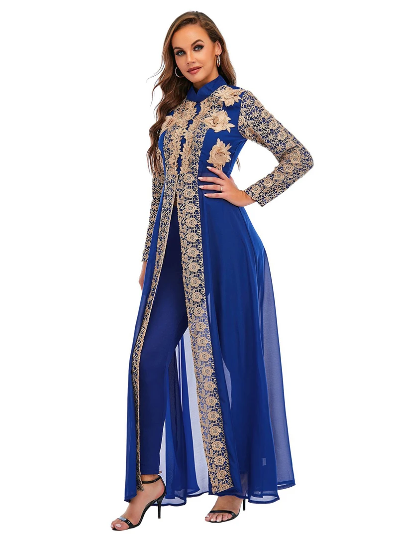 Modest Flower Chiffon Abaya Dress Beautiful Casual Dress for Women High Waist Islamic Abaya