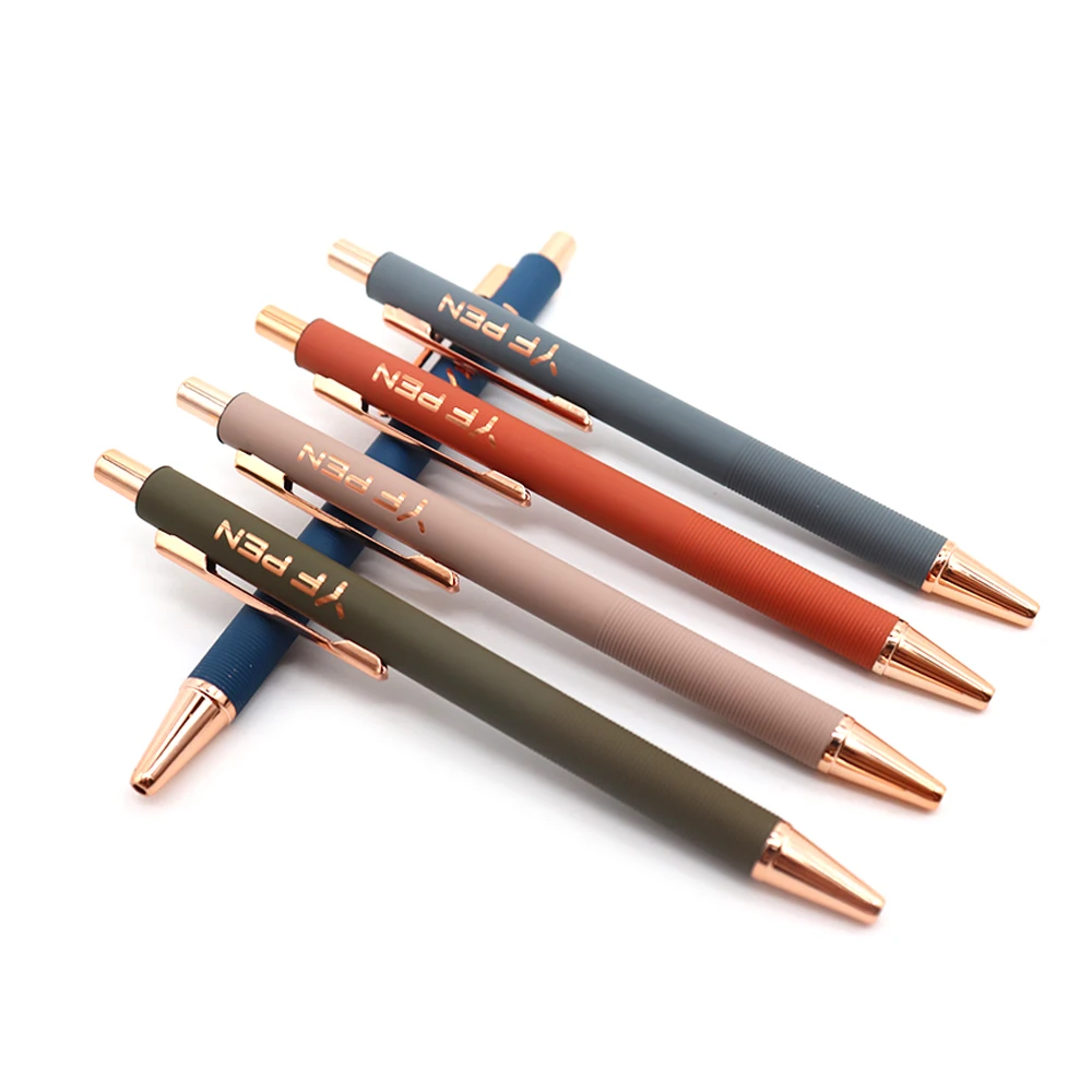 Shiny Logo Laser Engrave Aluminum Rose Gold Metal Ball Pen