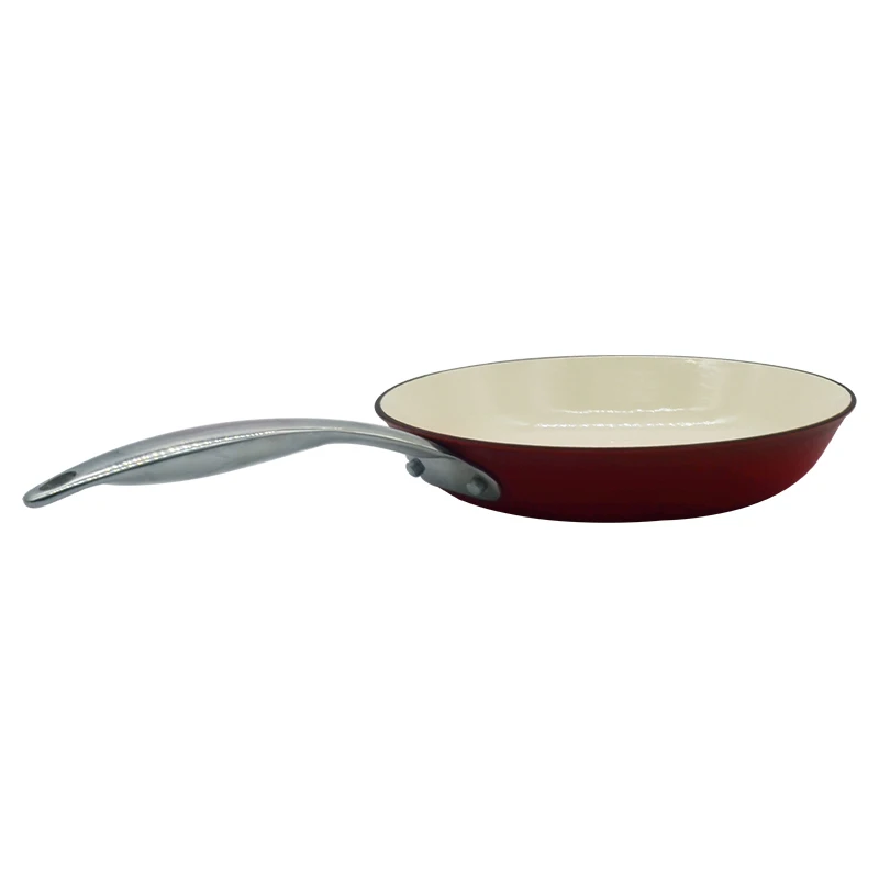Stainless steel handle skillet enamel light cast iron frying pan cookware