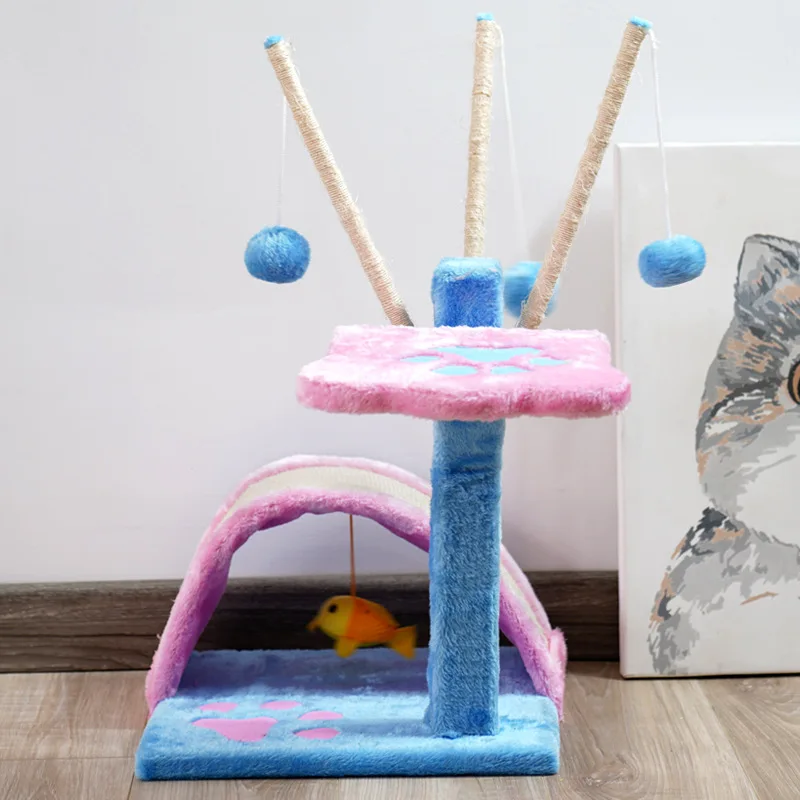 China factory sustainable inventory wholesale multi-level cat toys wooden cat treehouse