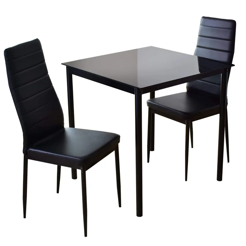 3 шт. обеденный стол из черного стекла