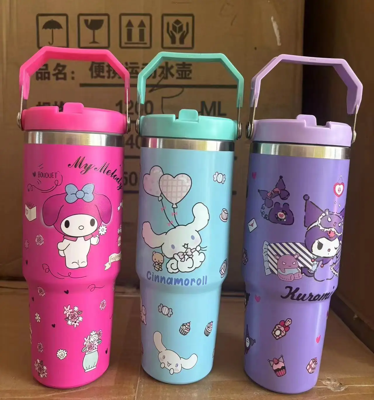 Personalized Portable Kawaii Students Children Vaccum Insulated Hot and Cold Water Bottle Customised 30oz Tumbler with Handle